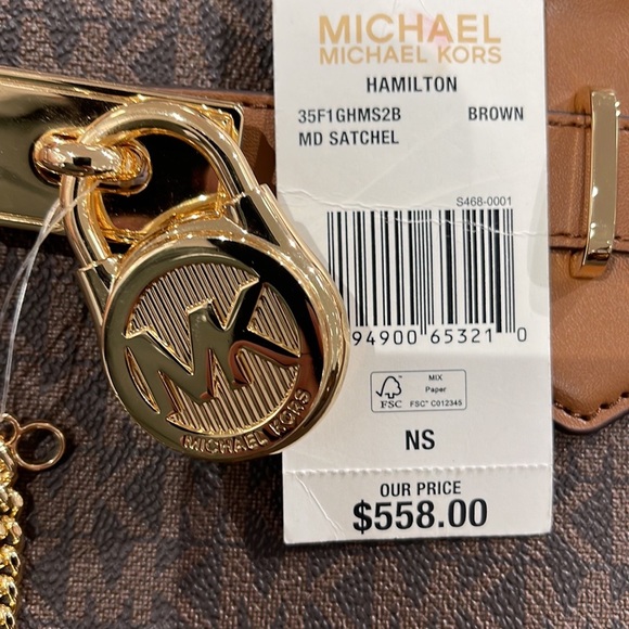 MICHAEL KORS 
Hamilton Medium Logo Satchel
Brown Signature
NWT - Picture 14 of 16